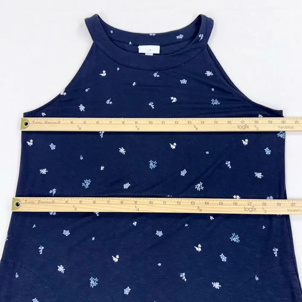 J Jill Paisley Halter Neck Maxi Dress Medium Navy Blue Resortwear - Picture 11 of 14